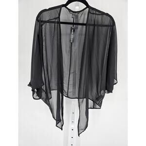 Mark Edwards Studio Womens Sz S Black Sheer Open Front Shrug Sweater NEW